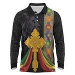 Ethiopia Lion Cross Long Sleeve Polo Shirt Habesha Heritage Style