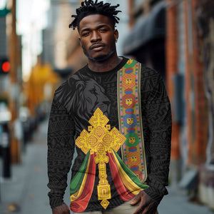Ethiopia Lion Cross Long Sleeve Shirt Habesha Heritage Style
