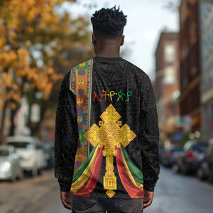 Ethiopia Lion Cross Long Sleeve Shirt Habesha Heritage Style