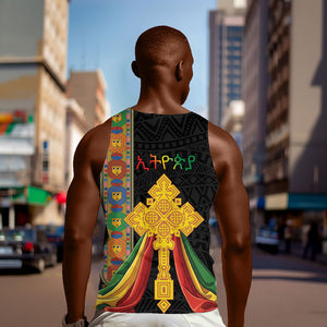 Ethiopia Lion Cross Men Tank Top Habesha Heritage Style
