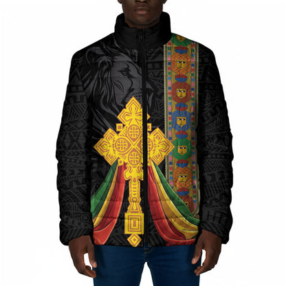 Ethiopia Lion Cross Padded Jacket Habesha Heritage Style