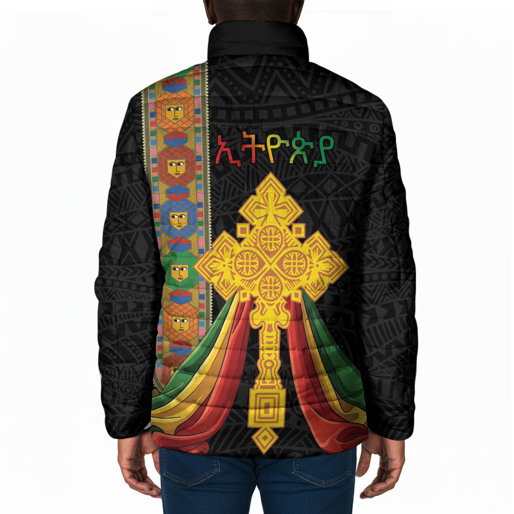 Ethiopia Lion Cross Padded Jacket Habesha Heritage Style