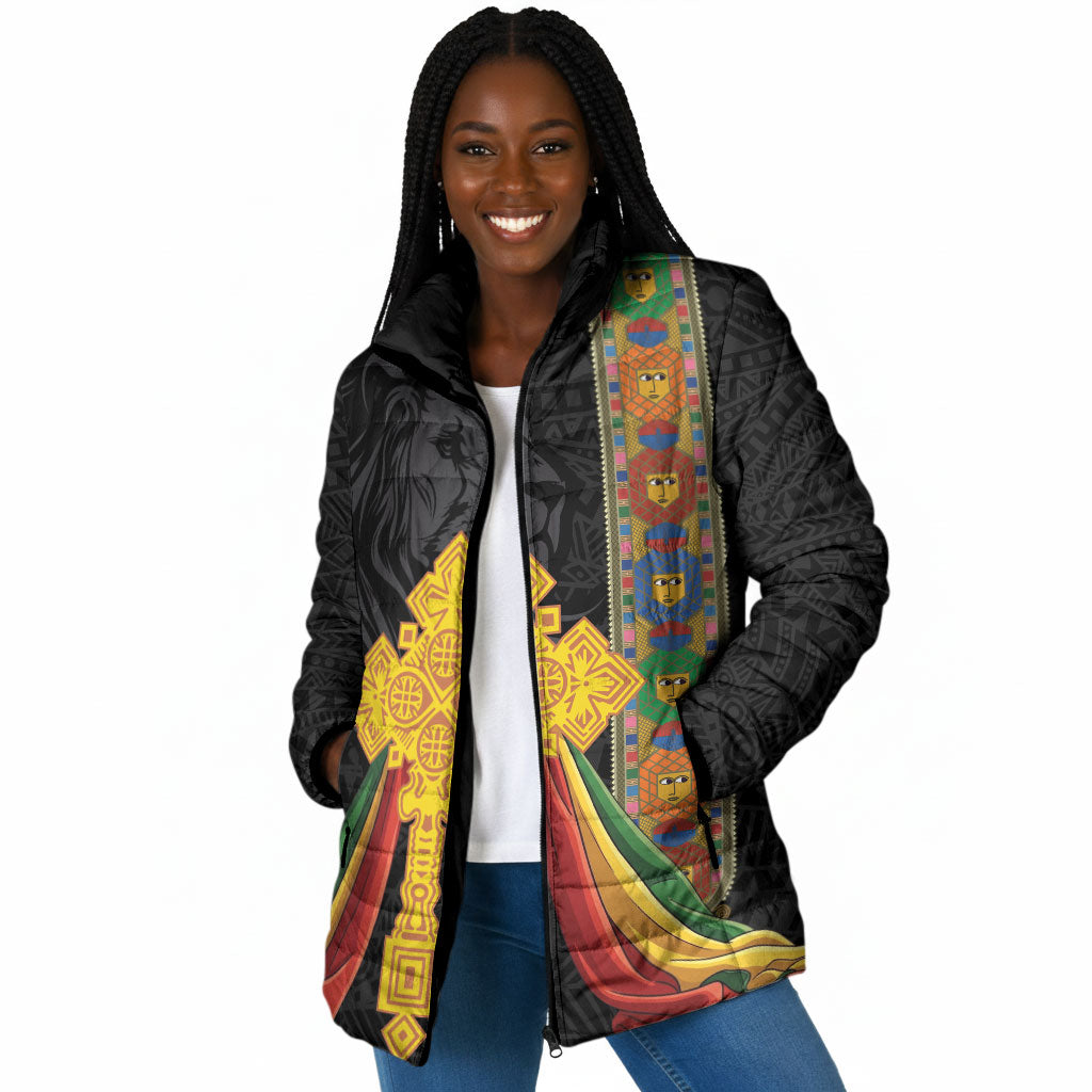 Ethiopia Lion Cross Padded Jacket Habesha Heritage Style