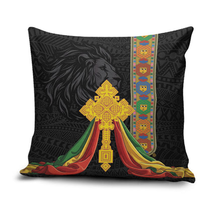 Ethiopia Lion Cross Pillow Cover Habesha Heritage Style