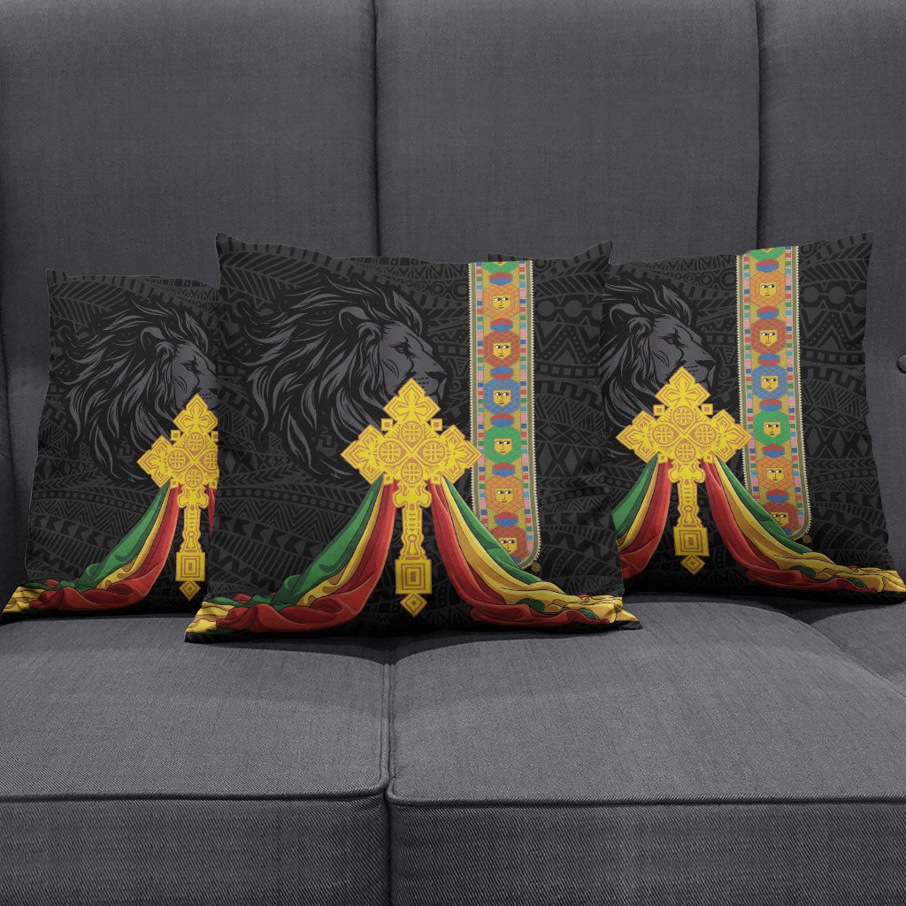Ethiopia Lion Cross Pillow Cover Habesha Heritage Style