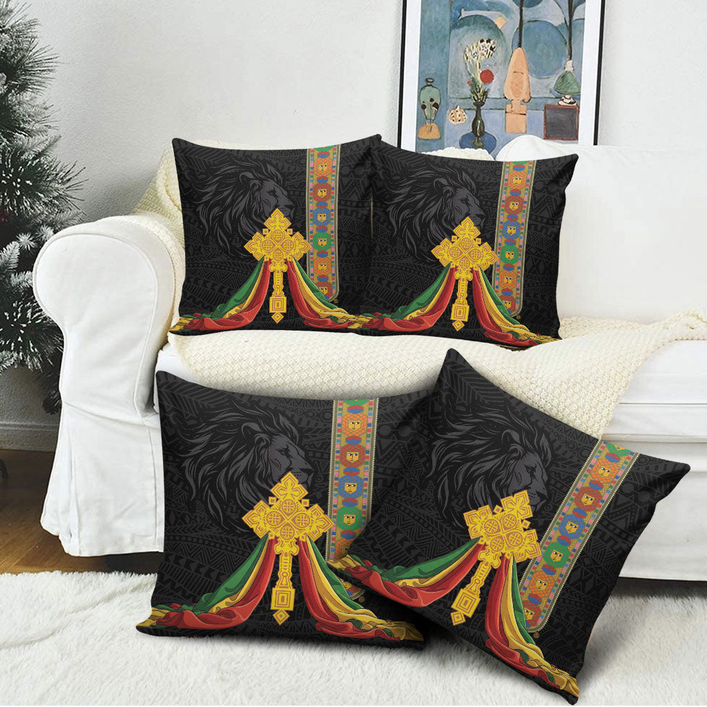 Ethiopia Lion Cross Pillow Cover Habesha Heritage Style