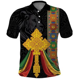 Ethiopia Lion Cross Polo Shirt Habesha Heritage Style