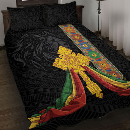 Ethiopia Lion Cross Quilt Bed Set Habesha Heritage Style