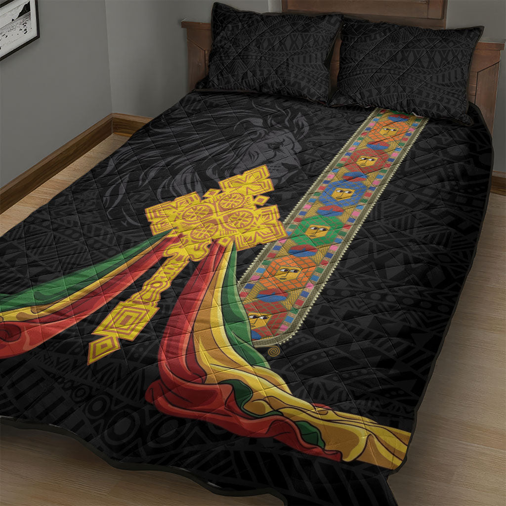 Ethiopia Lion Cross Quilt Bed Set Habesha Heritage Style