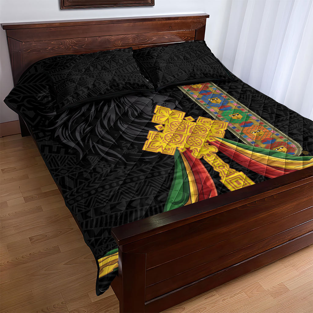 Ethiopia Lion Cross Quilt Bed Set Habesha Heritage Style