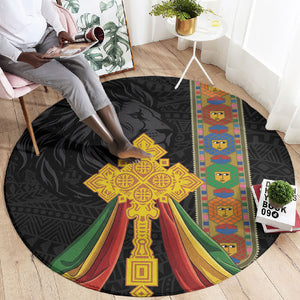 Ethiopia Lion Cross Round Carpet Habesha Heritage Style