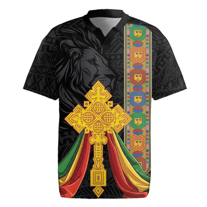Ethiopia Lion Cross Rugby Jersey Habesha Heritage Style