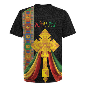 Ethiopia Lion Cross Rugby Jersey Habesha Heritage Style