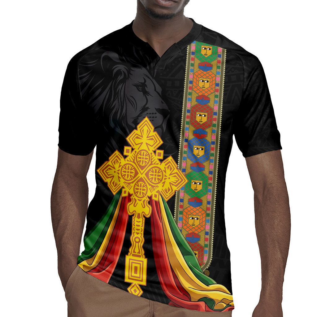 Ethiopia Lion Cross Rugby Jersey Habesha Heritage Style