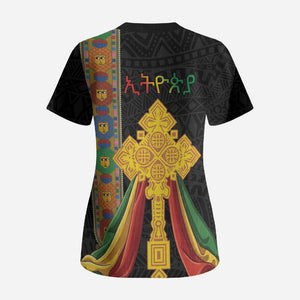 Ethiopia Lion Cross Scrub Top Habesha Heritage Style
