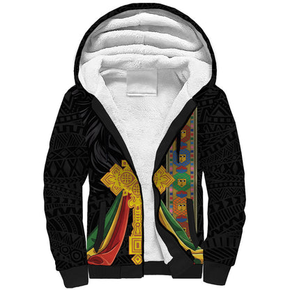 Ethiopia Lion Cross Sherpa Hoodie Habesha Heritage Style