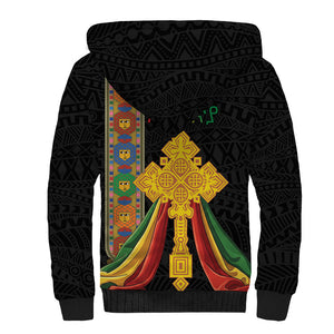 Ethiopia Lion Cross Sherpa Hoodie Habesha Heritage Style