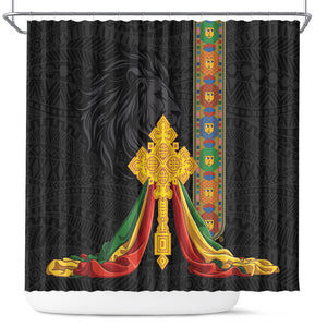 Ethiopia Lion Cross Shower Curtain Habesha Heritage Style