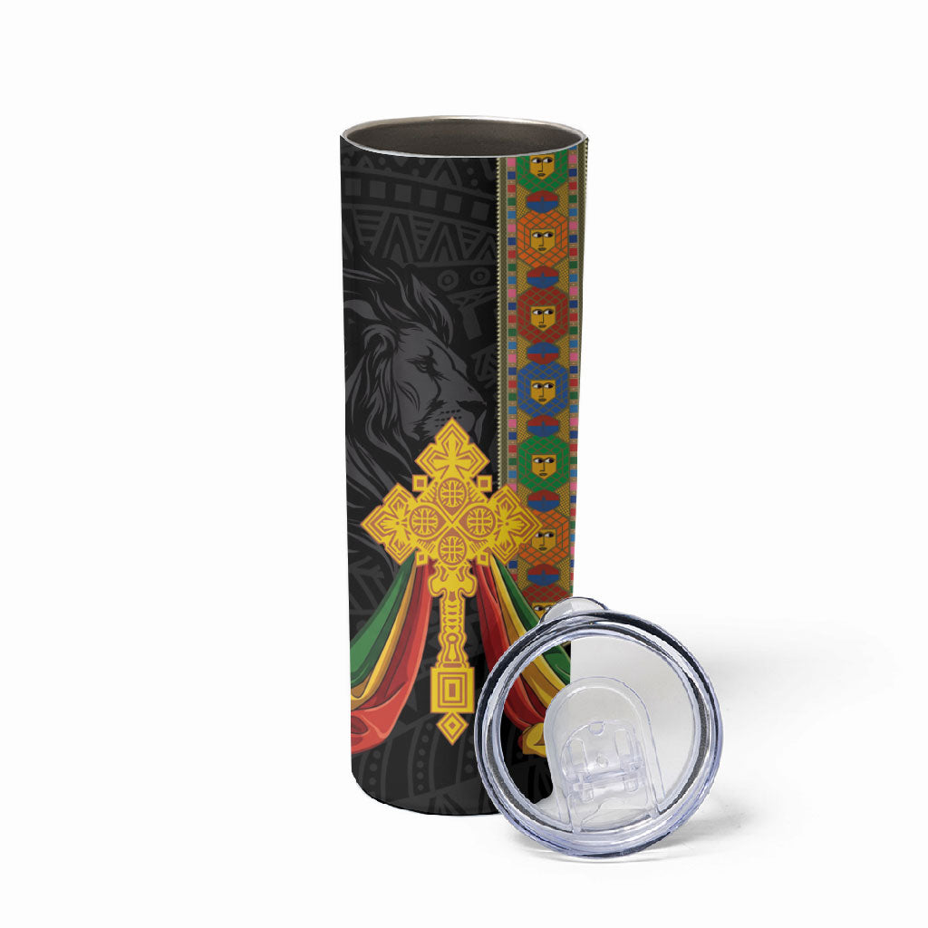 Ethiopia Lion Cross Skinny Tumbler Habesha Heritage Style