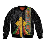 Ethiopia Lion Cross Sleeve Zip Bomber Jacket Habesha Heritage Style
