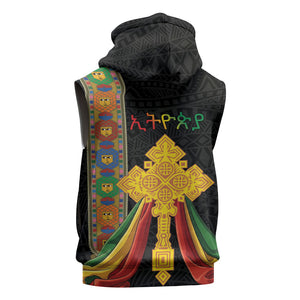 Ethiopia Lion Cross Sleeveless Hoodie Habesha Heritage Style
