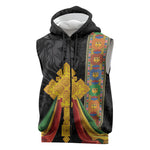Ethiopia Lion Cross Sleeveless Zip Hoodie Habesha Heritage Style
