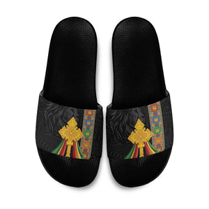 Ethiopia Lion Cross Slide Sandals Habesha Heritage Style