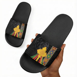 Ethiopia Lion Cross Slide Sandals Habesha Heritage Style