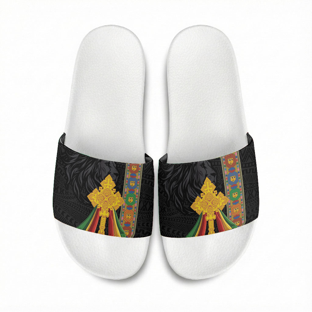 Ethiopia Lion Cross Slide Sandals Habesha Heritage Style