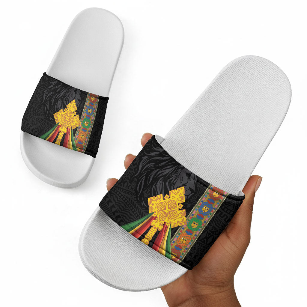 Ethiopia Lion Cross Slide Sandals Habesha Heritage Style