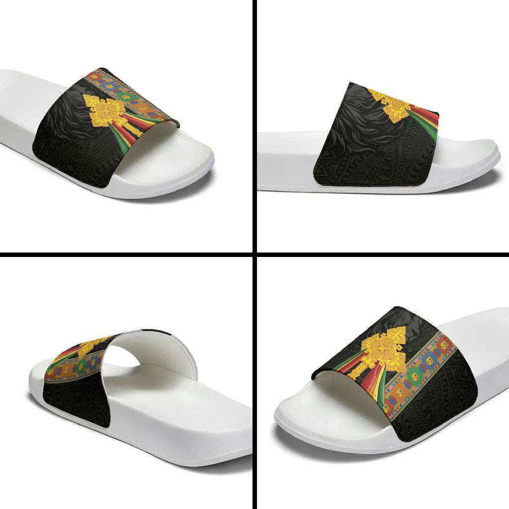 Ethiopia Lion Cross Slide Sandals Habesha Heritage Style