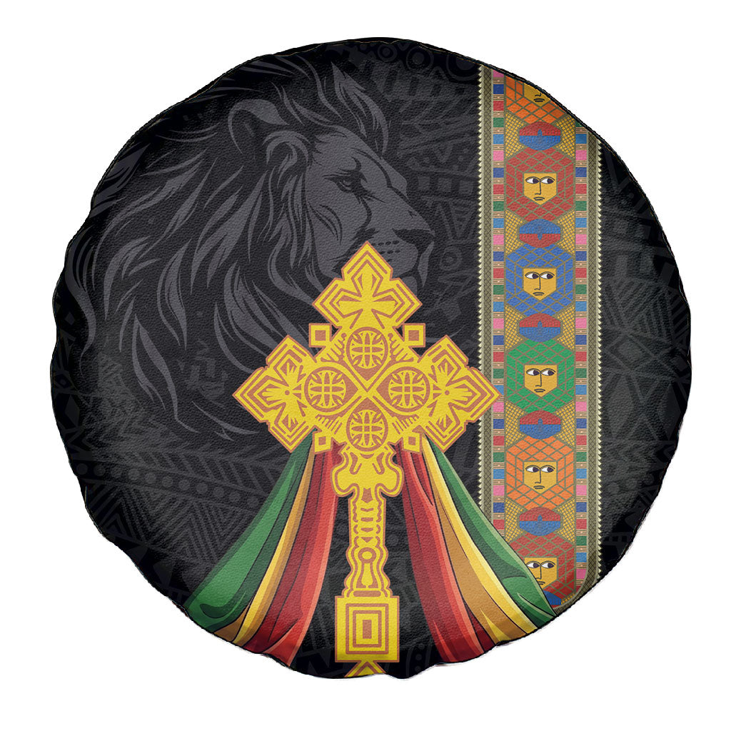 Ethiopia Lion Cross Spare Tire Cover Habesha Heritage Style