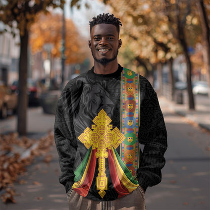 Ethiopia Lion Cross Sweatshirt Habesha Heritage Style
