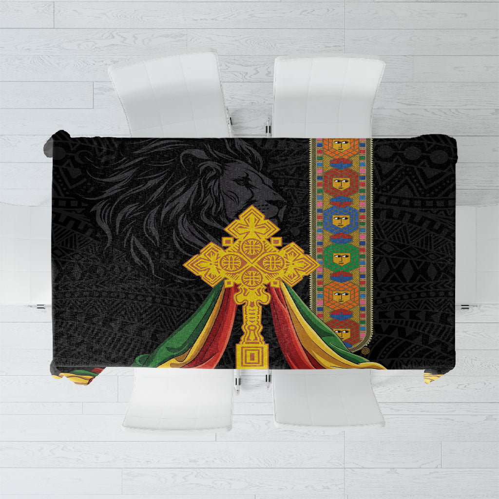 Ethiopia Lion Cross Tablecloth Habesha Heritage Style