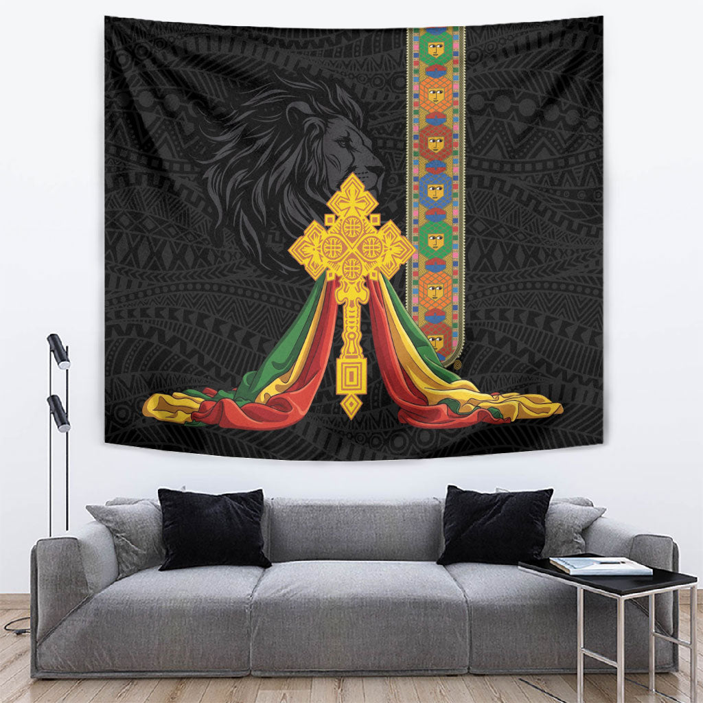 Ethiopia Lion Cross Tapestry Habesha Heritage Style