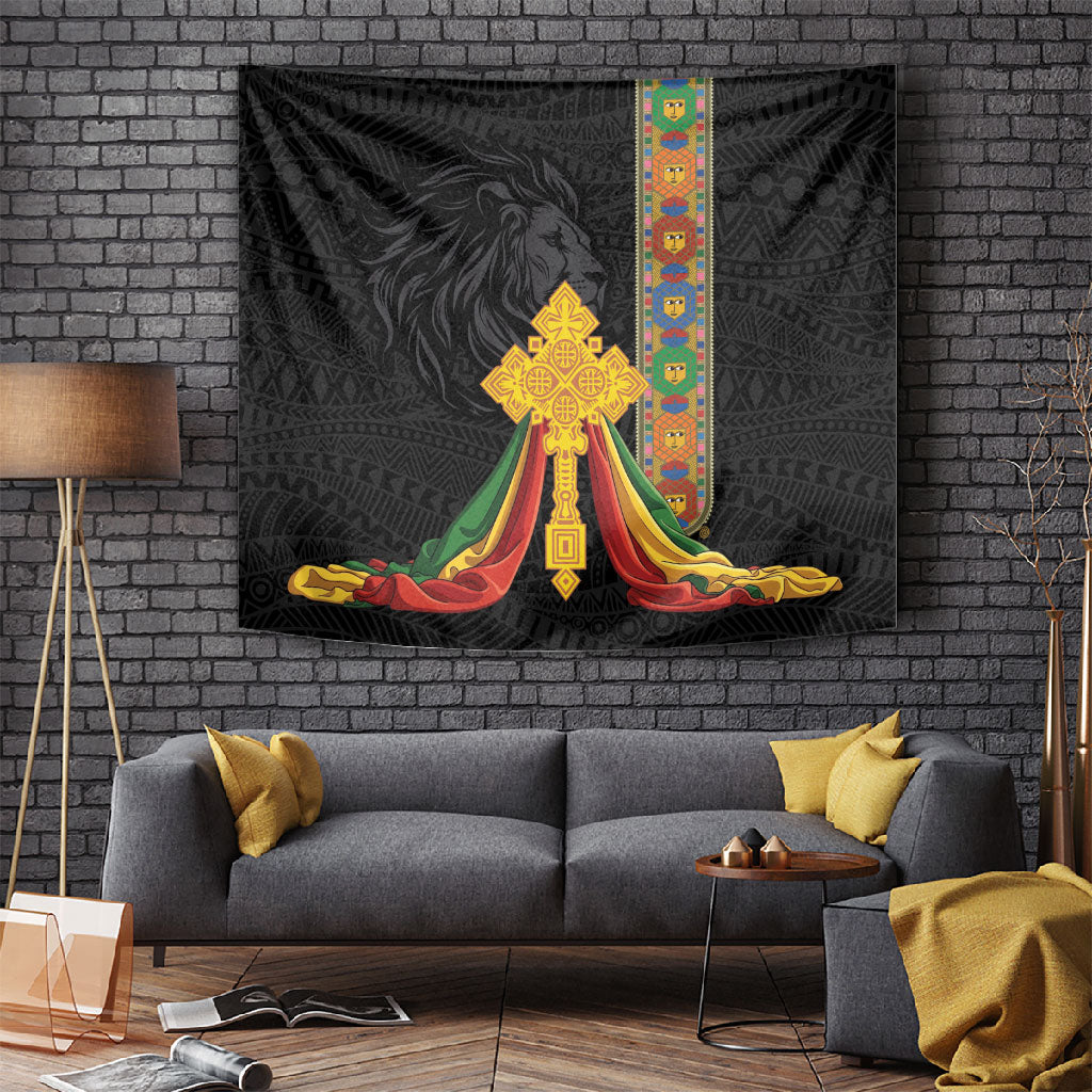 Ethiopia Lion Cross Tapestry Habesha Heritage Style
