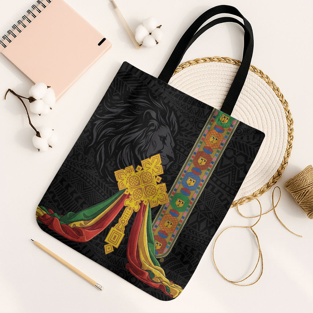 Ethiopia Lion Cross Tote Bag Habesha Heritage Style