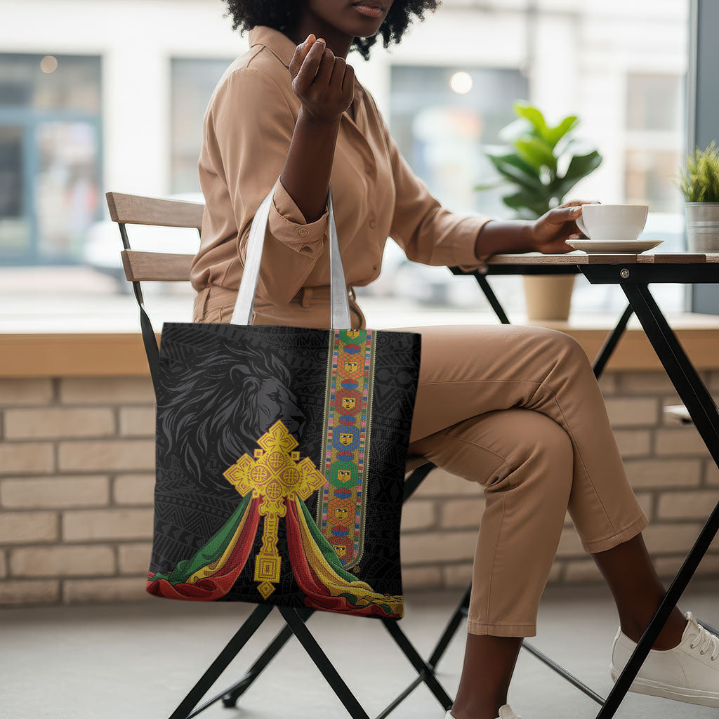 Ethiopia Lion Cross Tote Bag Habesha Heritage Style