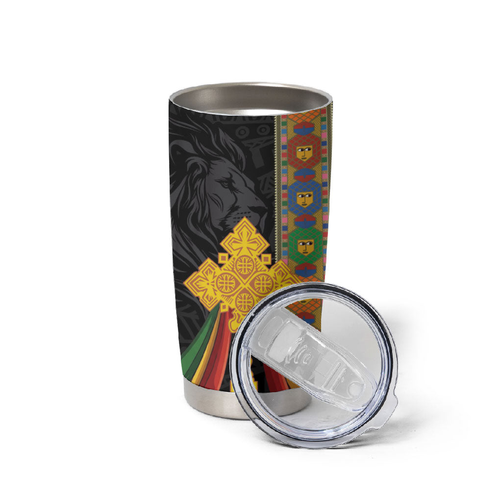 Ethiopia Lion Cross Tumbler Cup Habesha Heritage Style