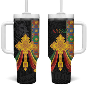 Ethiopia Lion Cross Tumbler With Handle Habesha Heritage Style