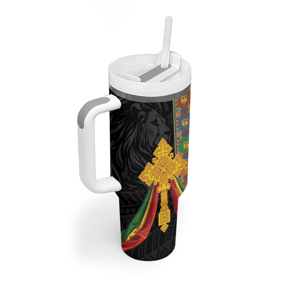 Ethiopia Lion Cross Tumbler With Handle Habesha Heritage Style