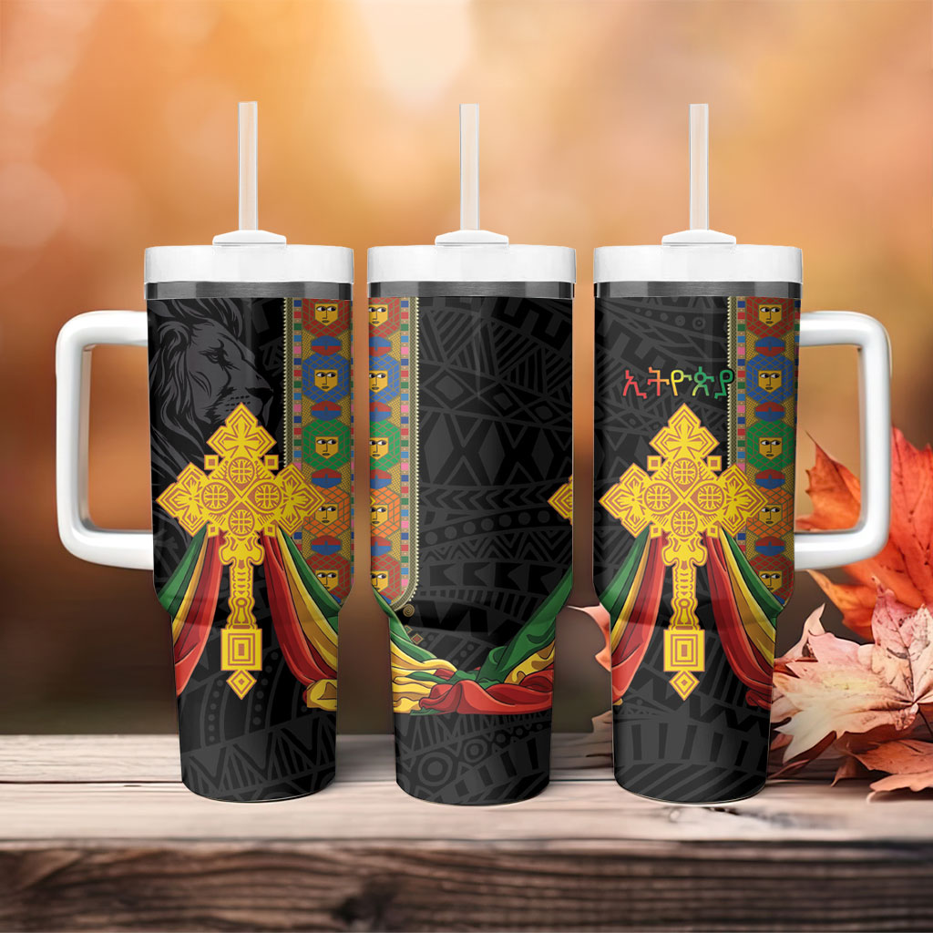 Ethiopia Lion Cross Tumbler With Handle Habesha Heritage Style