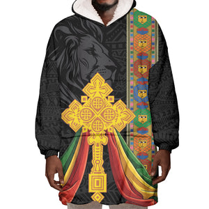 Ethiopia Lion Cross Wearable Blanket Hoodie Habesha Heritage Style
