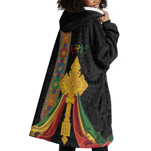 Ethiopia Lion Cross Wearable Blanket Hoodie Habesha Heritage Style