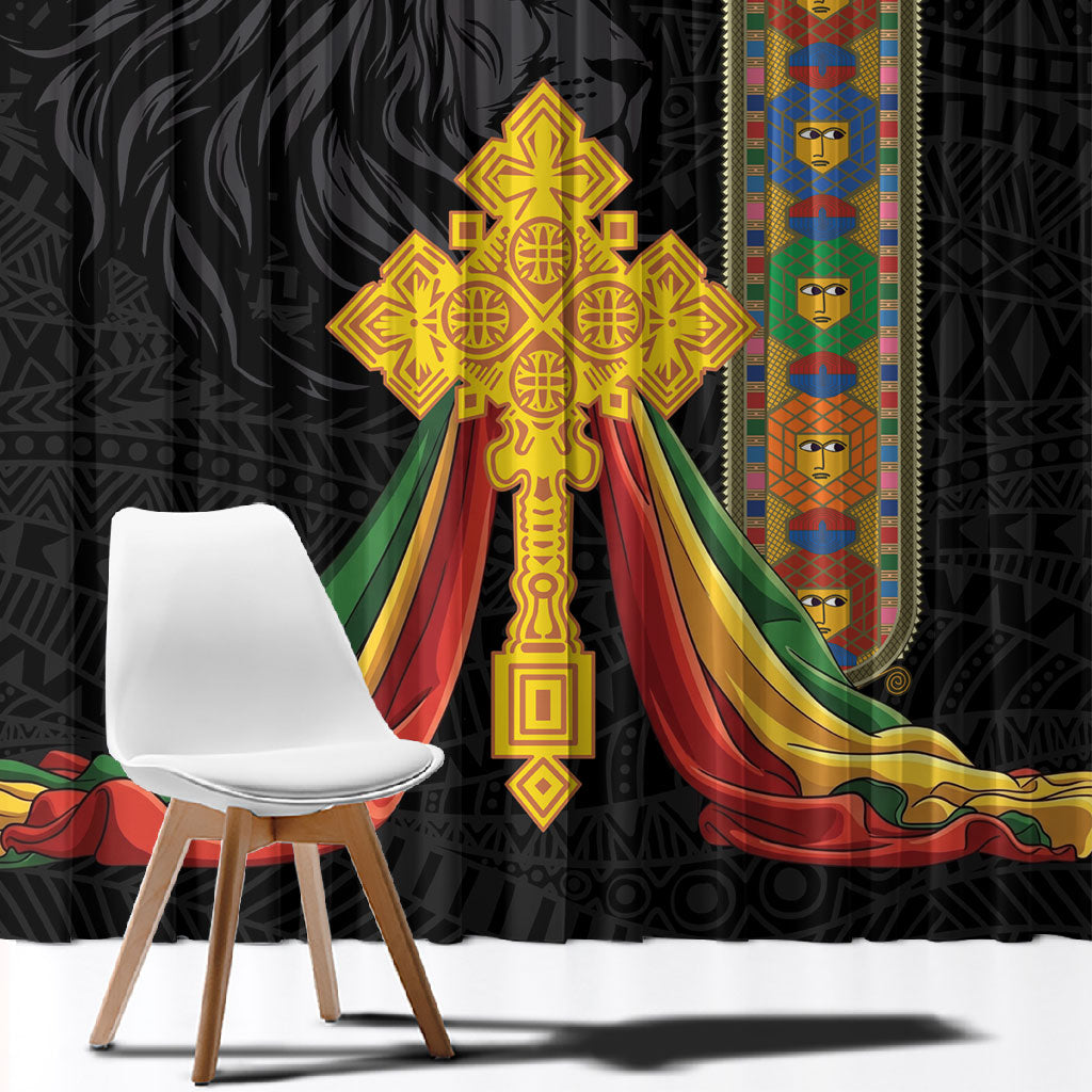 Ethiopia Lion Cross Window Curtain Habesha Heritage Style