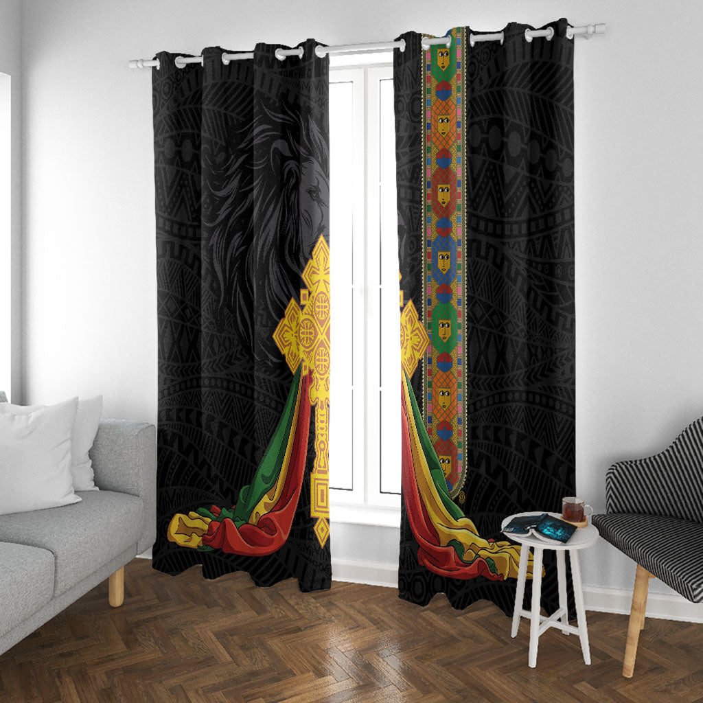 Ethiopia Lion Cross Window Curtain Habesha Heritage Style