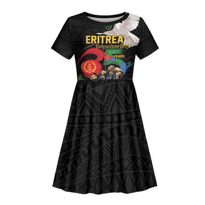 Personalized Eritrea Independence 35 Years Kid Short Sleeve Dress Freedom Fighters Heritage