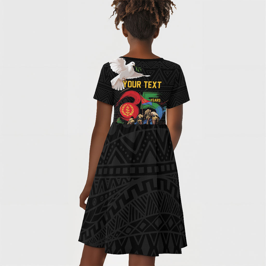 Personalized Eritrea Independence 35 Years Kid Short Sleeve Dress Freedom Fighters Heritage