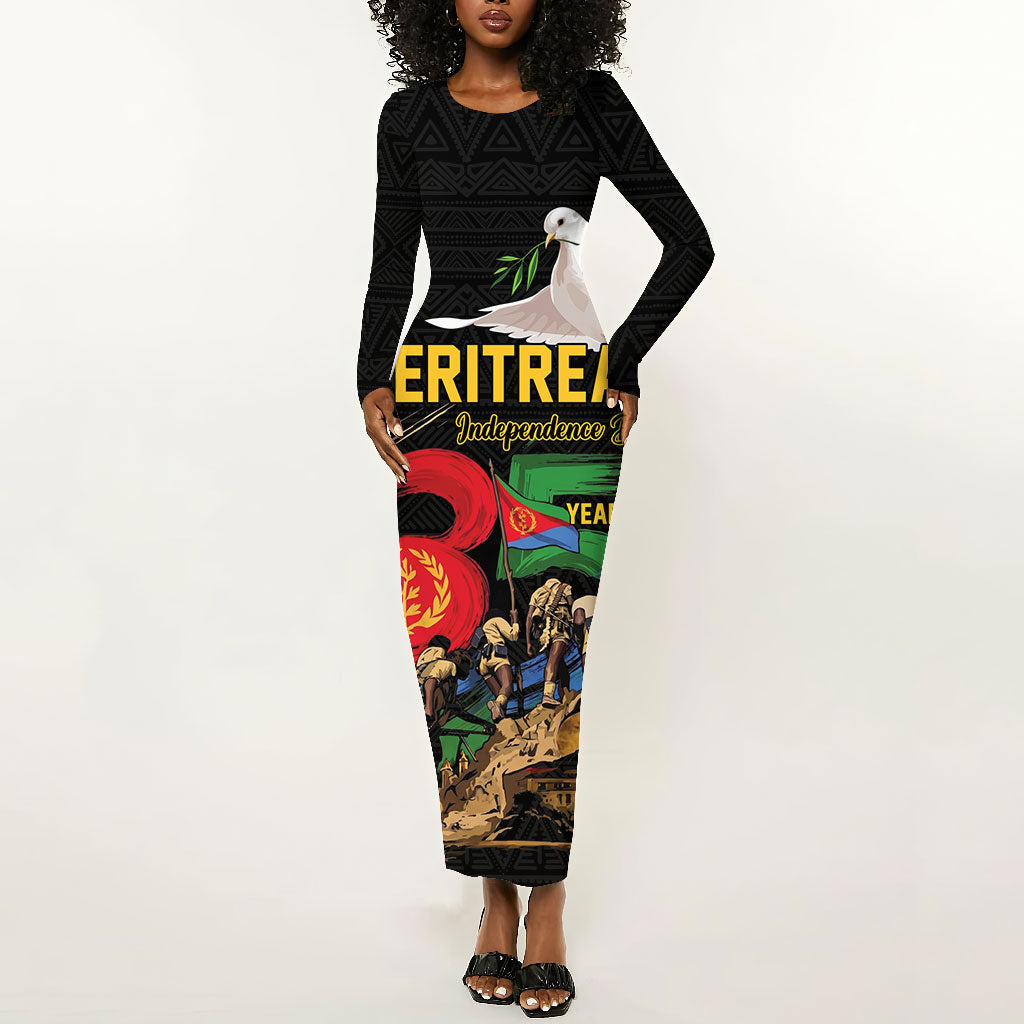 Personalized Eritrea Independence 35 Years Long Sleeve Bodycon Dress Freedom Fighters Heritage