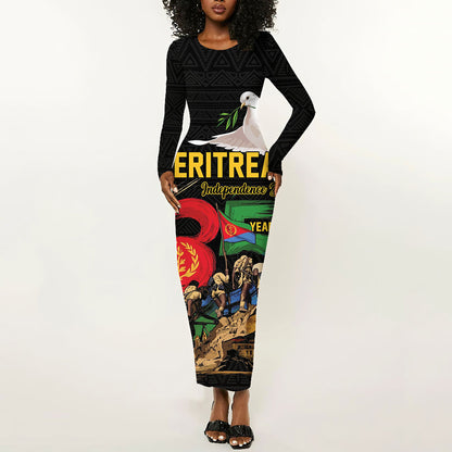 Personalized Eritrea Independence 35 Years Long Sleeve Bodycon Dress Freedom Fighters Heritage
